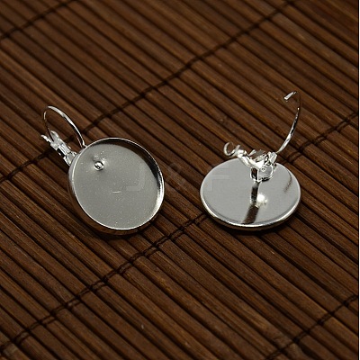 Clear Domed Glass Cabochon Cover and Brass Leverback Earring Settings for DIY DIY-X0160-S-RS-1