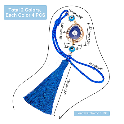 AHADEMAKER 8Pcs 2 Colors CCB Plastic Teardrop Pendant Decorations HJEW-GA0001-21-1