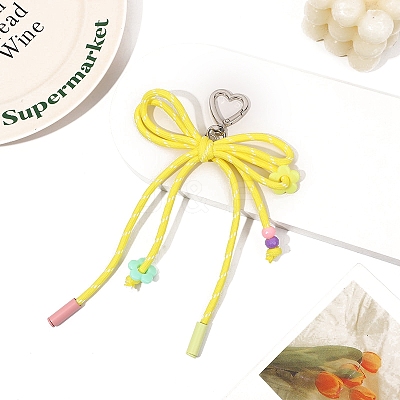 Polyester Braided Rope Bowknot Hanging Ornaments PW-WG70E10-03-1