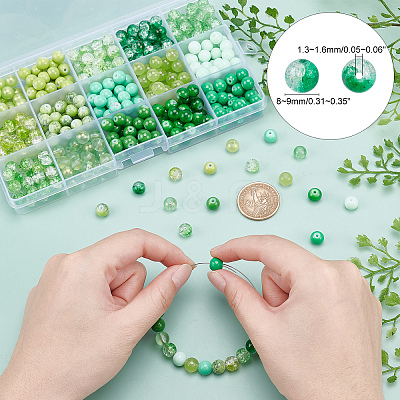 450pcs 15 Style Glass Beads GLAA-PH0001-54-1