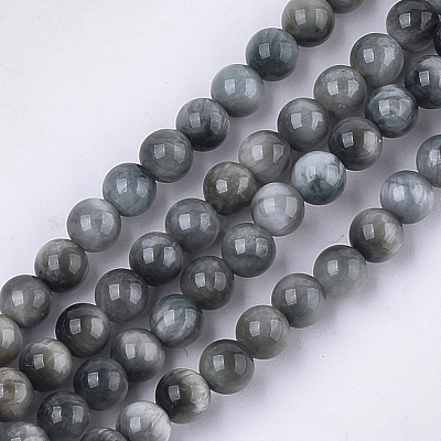 Natural Hawk's Eye Beads Strands G-S333-6mm-034-1