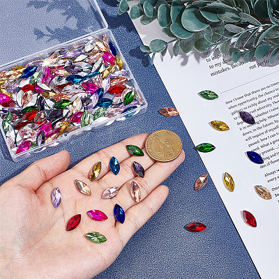 192Pcs 12 Colors Glass Rhinestone Cabochons GLAA-PH0004-37-1