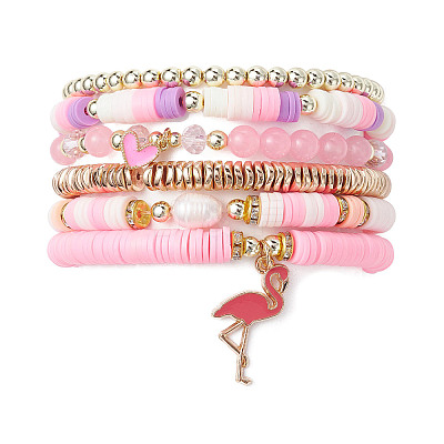 6Pcs 6 Style Natural Malaysia Jade & Pearl & Synthetic Hematite Beaded Stretch Bracelets Set BJEW-JB09734-1
