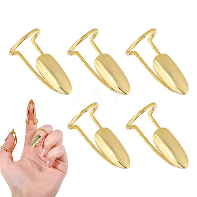 5Pcs Fingernail Shaped Brass Alloy Finger Rings for Women MRMJ-GL0001-21-1