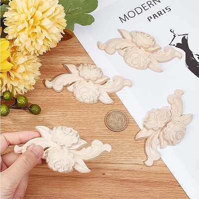 Wood Carved Appliques DIY-WH0032-28-1
