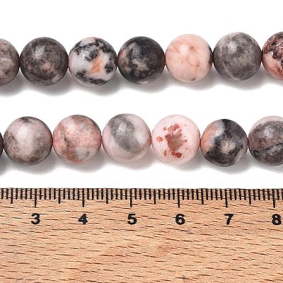 Natural Pink Zebra Jasper Round Bead Strands G-E334-10mm-11-1