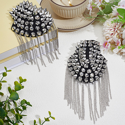 Vintage Iron Tassel Epaulette AJEW-CY0002-76P-1