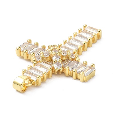 Brass Cubic Zirconia Pendant ZIRC-C021-30G-1