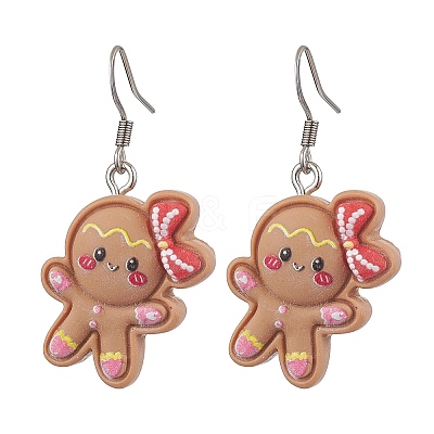 Christmas Resin Dangle Earrings EJEW-JE06089-1