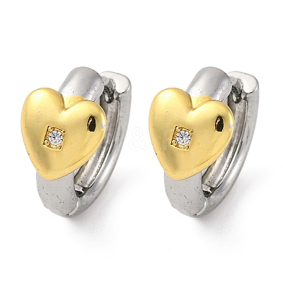 Brass Micro Pave Clear Cubic Zirconia Hoop Earrings EJEW-H158-19B-GP-1