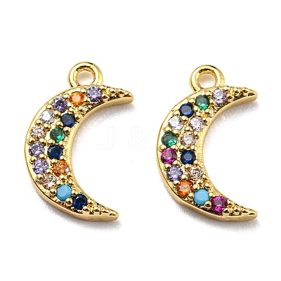 Brass Cubic Zirconia Charms KK-O119-08G-1