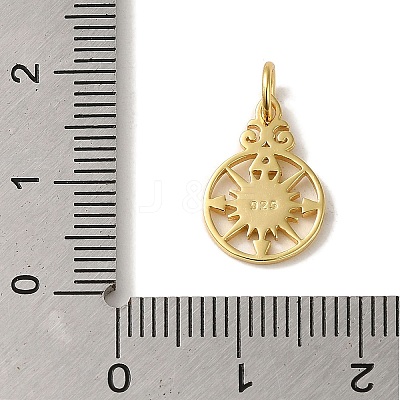 925 Sterling Silver Pave Clear Cubic Zirconia Compass Charms STER-K180-02G-1