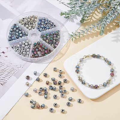 210Pcs 6 Colors Electroplated Natural Lava Rock Beads G-OC0001-97-1
