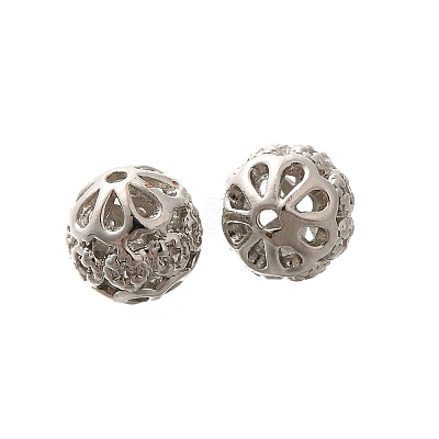 Rack Plating Brass Micro Pave Clear Cubic Zirconia Beads KK-H508-20P-1