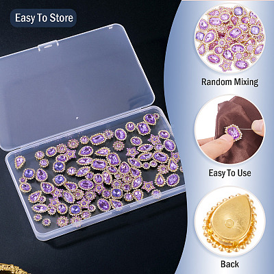 100Pcs Teardrop/Heart/Star Sew on Rhinestones FIND-TA0006-69C-1