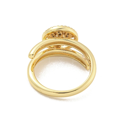 Rack Plated Brass Micro Pave Clear Cubic Zirconia Round with Tree of Life Finger Rings for Women RJEW-Z039-02G-1-1