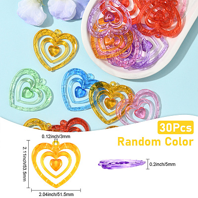 30Pcs Transparent Acrylic Pendants OACR-SP0001-88-1