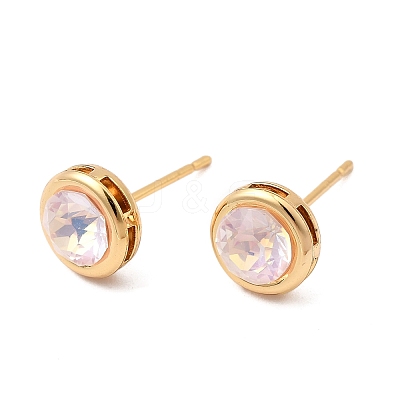 Brass Glass Stud Earrings EJEW-F391-05G-01-1