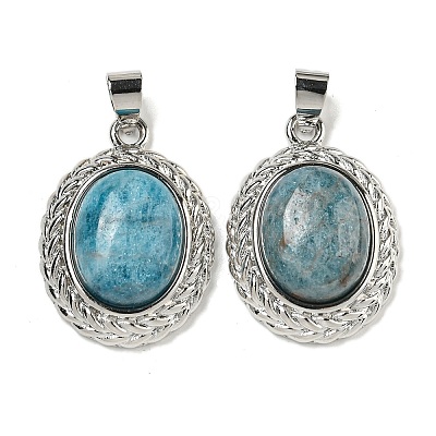 Natural Apatite Oval Pendants G-B079-02P-06-1