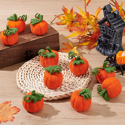 Pumpkin Handmade Wool Felt Ornament DIY-WH0504-793A-01-1