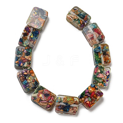 Dyed Natural Imperial Jasper with Resin Beads Strands G-G083-F05-01-1