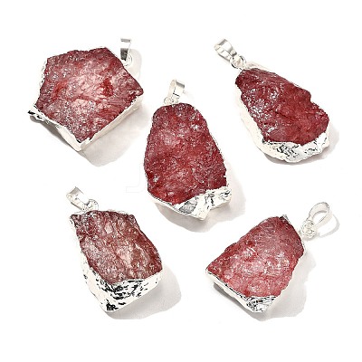 Raw Rough Natural Dyed Quartz Crystal Pendants G-G895-05S-08-1