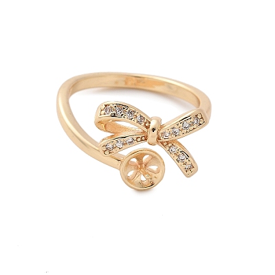Bowknot Brass Micro Pave Cubic Zirconia Cuff Ring Setting LS-KK-A244-01C-G-1