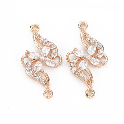 Rack Plating Brass Micro Pave Clear Cubic Zirconia Pendants X-KK-T060-23-RS-1