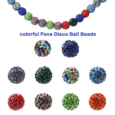 30Pcs Pave Disco Ball Beads RB-YW0001-14A-1