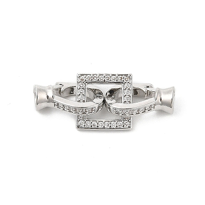 Brass Micro Pave Clear Cubic Zirconia Fold Over Clasps KK-U059-18P-1