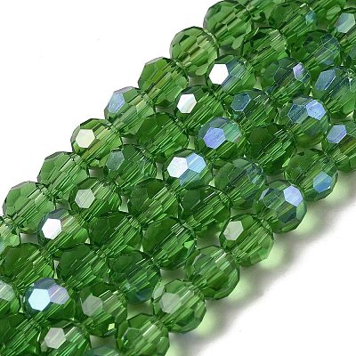Electroplate Transparent Glass Beads Strands EGLA-A035-T6mm-L11-1