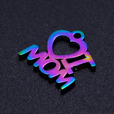 Mother's Day Ion Plating(IP) 201 Stainless Steel Charms LS-STAS-Q201-JN173-1