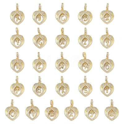 Brass Micro Pave Clear Cubic Zirconia Pendants KK-L253-16G-1