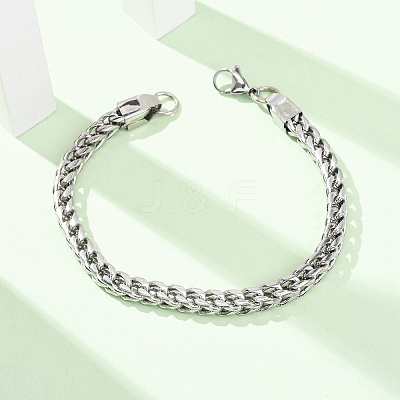 304 Stainless Steel Cuban Link
Chain Bracelets for Women Men BJEW-F527-07P-1