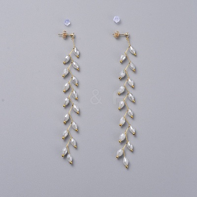 Electroplate Glass Beads Dangle Stud Earrings EJEW-JE03820-1