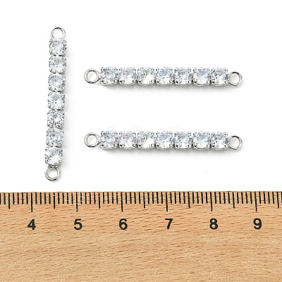 SHEGRACE Brass Pave Clear Cubic Zirconia Connector Charms XGRQ3P964-643P-1