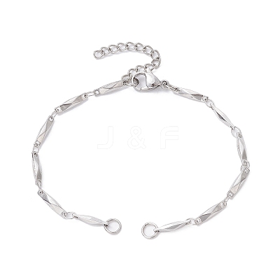 Tarnish Resistant 304 Stainless Steel Faceted Bar Link Chain Bracelet Makings AJEW-JB01184-02-1