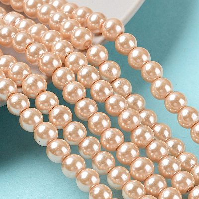 Baking Paint Pearlized Glass Pearl Round Bead Strands HY-Q003-6mm-18-1