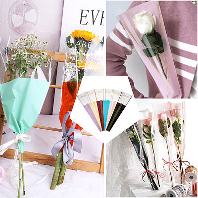 120Pcs 6 Colors OPP Plastic Flower Bouquet Bags ABAG-MB0001-02-1