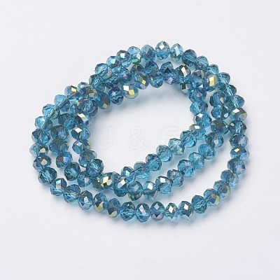 Electroplate Transparent Glass Beads Strands EGLA-A034-T6mm-S18-1