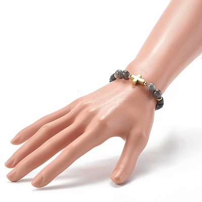 Natural Larvikite Beads Stretch Bracelets BJEW-JB06553-1
