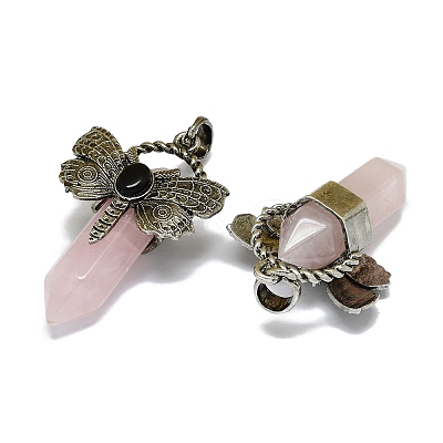Natural Rose Quartz Faceted Pointed Bullet Big Pendants G-Q165-01AS-08-1