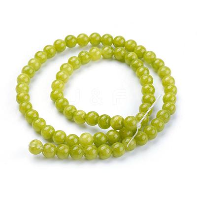 Natural Yellow Jade Beads Strands G-G598-6mm-YXS-1
