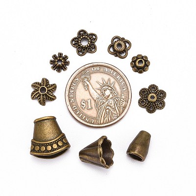 Tibetan Style Alloy Bead Caps TIBE-MSMC004-AB-1