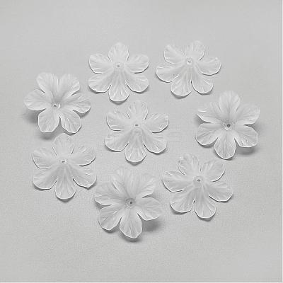 6-Petal Transparent Acrylic Bead Caps FACR-S016-SB518-1