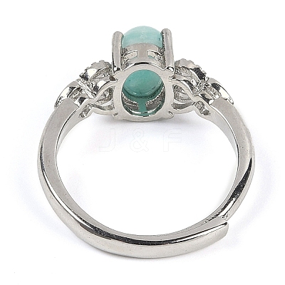 Oval Natural Amazonite Adjustable Rings RJEW-Q819-01P-01-1