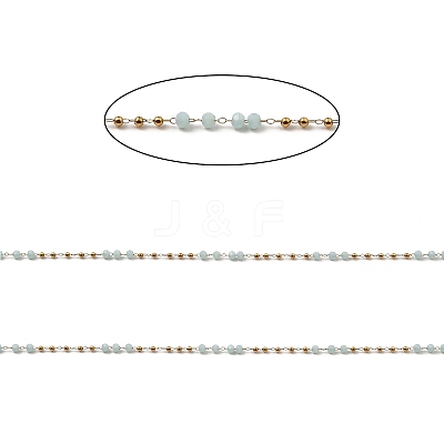 Rondelle Glass Beaded Link Chains CHS-G028-07G-04-1