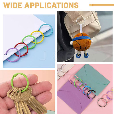 150Pcs 10 Colors Baking Paint Iron Loose Leaf Book Binder Hinged Rings AJEW-CA0005-36-1