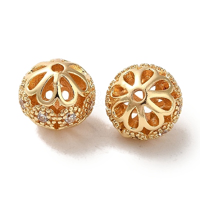 Rack Plating Brass Pave Cubic Zirconia Beads KK-M285-32C-KCG-1