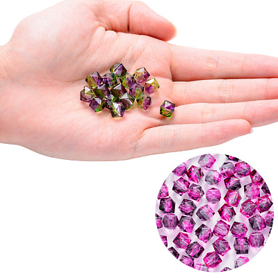 Two Tone Transparent Spray Painted Acrylic Beads ACRP-T005-10mm-26-M-1